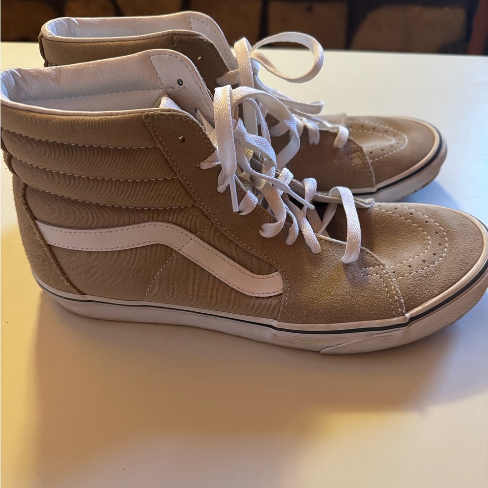 Vans Tan and White High-Top Sneakers